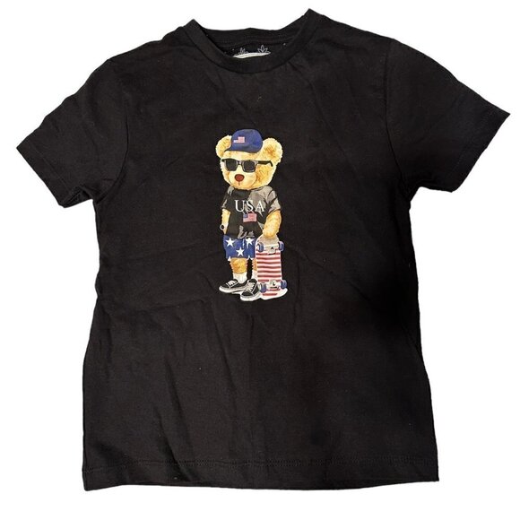 Denim & Flower Patriotic USA Bear T-Shirt size 5/6 - Picture 1 of 2
